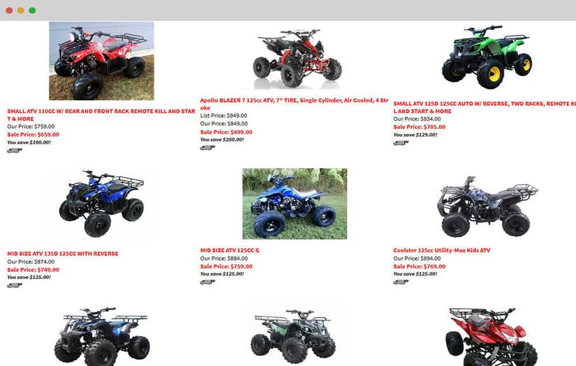 Lowest Price ATVs - Website Design & Development screenshot 3